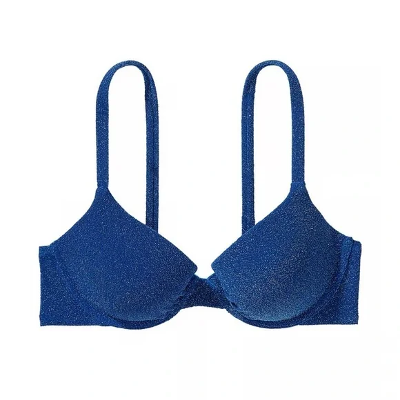 VS Swim Shimmer Icon Push-Up Bikini Top size 36DDD blue sparkle underwire - Picture 3 of 13